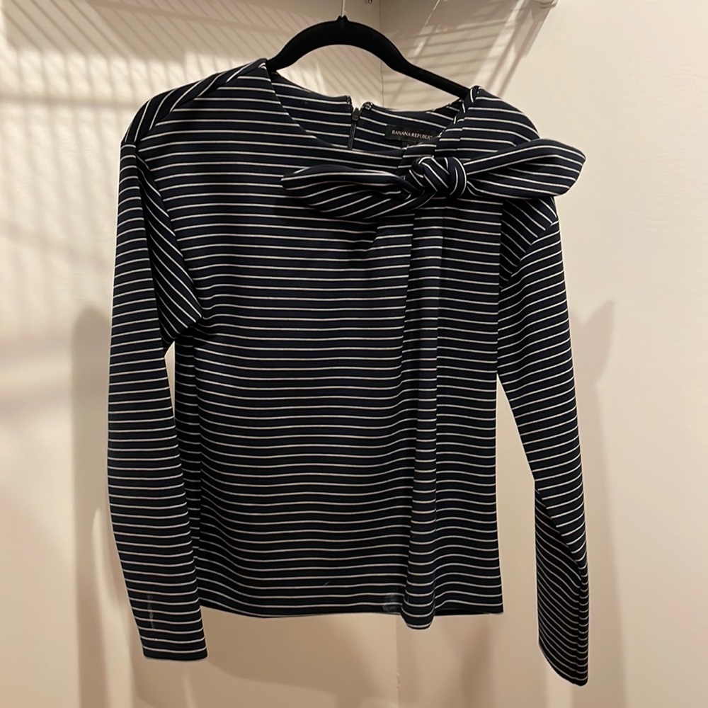 Navy blue with white stripes Banana Republic long sleeve